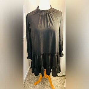 Nine West Dress Women’s Large Black Tiered Ruffled Dress- Long Sleeve Black